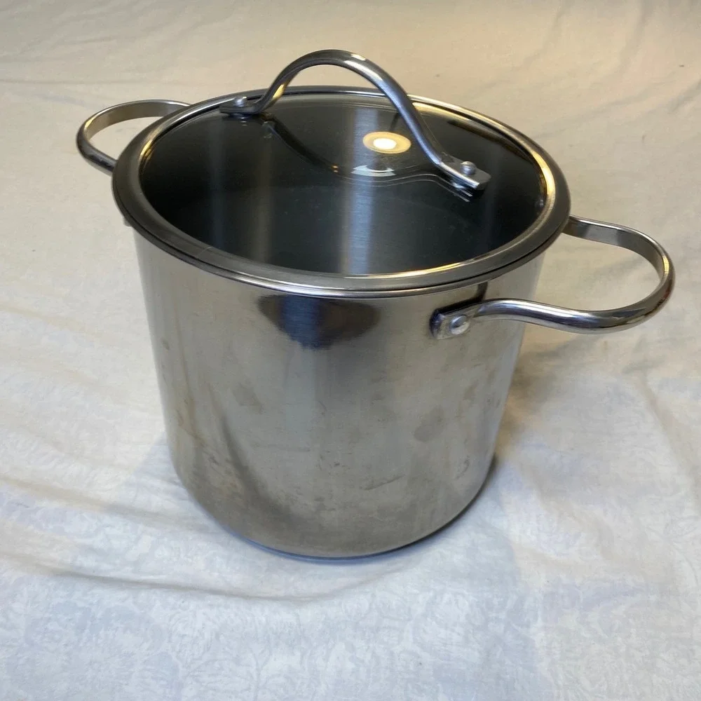 Grand Gourmet Stainless Steel Stock Pot w/ Glass Lid 8 Qt‎ Soup Pasta Pot